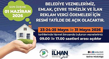 Yeşilyurt Belediyesi vezneleri vergi ödemeleri için resmi tatilde açık olacak