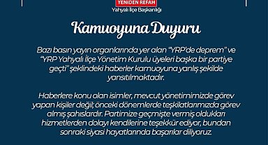 YRP Kayseri İl Başkanlığı'ndan kamuoyu açıklaması