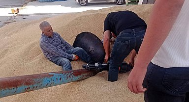 Ayağını hububat elevatörüne kaptıran kişi yaralandı