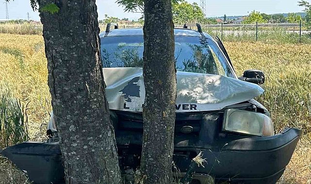 Babaeski'de ağaçlara çarpan otomobilin sürücüsü yaralandı