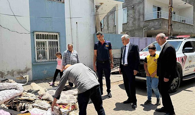 Başkan Hallaç, yangın mağduru aileyi yalnız bırakmadı