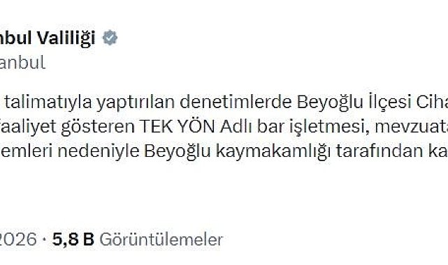 Beyoğlu'nda bir bar işletmesi mühürlendi