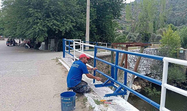 Bozdoğan Belediyesi'nden Kazandere'de korkuluk ve tel örgü çalışması