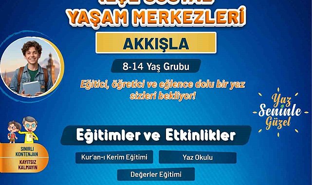 Büyükşehir KAYMEK'in ilçe sosyal yaşam merkezleri yaz okulu kayıtları başladı