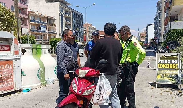 Çine'de kaldırımlarda motosiklet denetimi