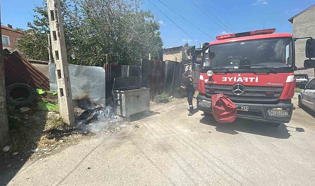 Çöp konteynerinde çıkan yangın korkuttu