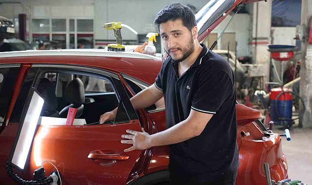 Dolu yağışında hasar gören araçlar sanayide onarılıyor