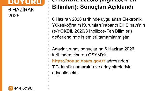 e-YÖKDİL 20263 sonuçları açıklandı
