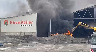 Edirne'de eylemin sürdüğü maden tesisinde yangın çıktı