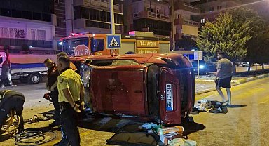 Kuşadası'nda takla atan otomobilin sürücüsü yaralandı