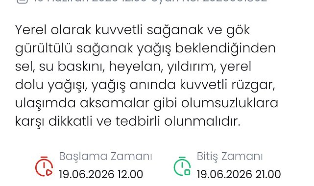 Meteoroloji Denizli için yerel kuvvetli sağanak ve dolu uyarısı yaptı