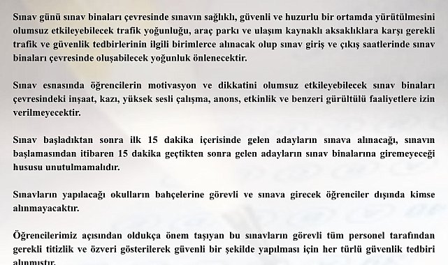 Tekirdağ Valiliği Duyurdu: Sınav saatlerinde gürültülü faaliyetlere yasak