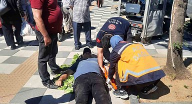 Tekirdağ'da kaldırıma takılan vatandaş hastanelik oldu