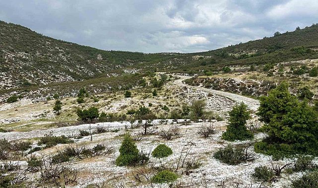 Uşak'ın yüksek kesimlerinde dolu yağışı etkili oldu