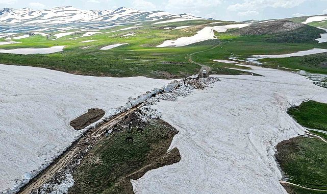 Van'da haziranda 3 metreyi bulan karda yol açma çalışması