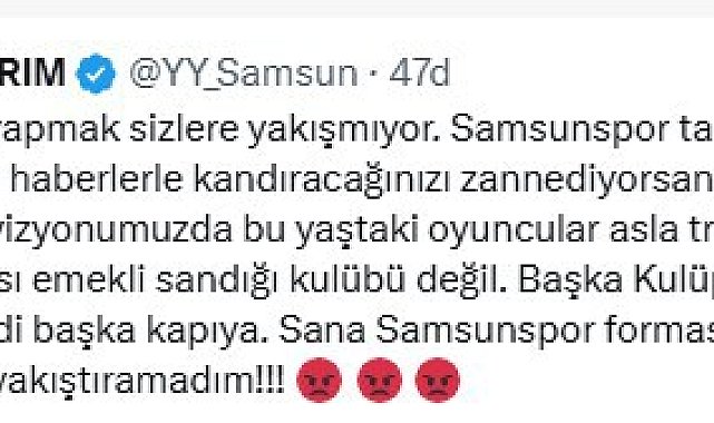 Yüksel Yıldırım'dan Enner Valencia söylentisine tepki: "Samsunspor, emekli sandığı kulübü değil"