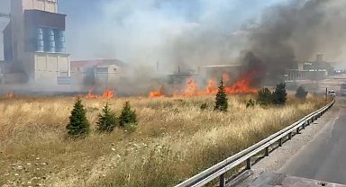 Anız yangını trafikte aksamaya neden oldu