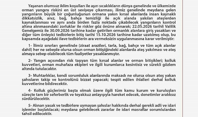 Ankara'da orman yangınlarının önlenmesine yönelik tedbirler 15 Ekim tarihine kadar uzatıldı
