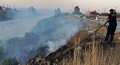 Antakya'da Asi Nehri kenarında sazlık yangını