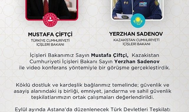Bakan Çiftçi, Kazakistanlı mevkidaşı ile video konferansla görüştü