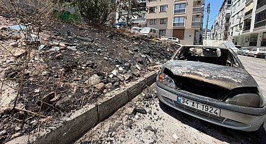 Çöplük alanda çıkan yangın otomobili küle çevirdi