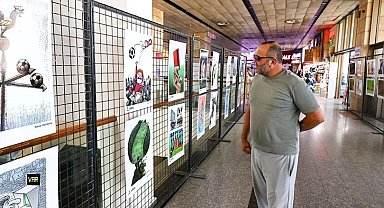 Denizli'de Karikatür Sergisi yolcularla buluştu
