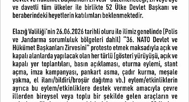 Elazığ'da 14 günlük eylem yasağı