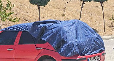 Elazığ'da araç sahiplerinden güneşe karşı önlem
