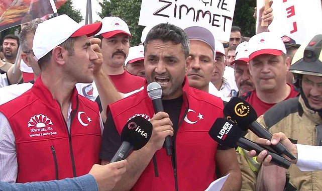 İBB personeli özlük ve sosyal hakları için Saraçhane'de toplandı
