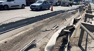 Kontrolden çıkan tır bariyerleri aşarak karşı şeride geçti: 1 yaralı