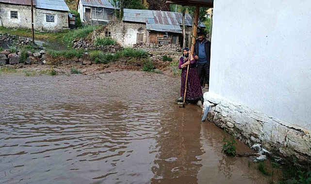 Oltu'da sağanak yağış sele dönüştü: Ev ve bahçeleri su bastı