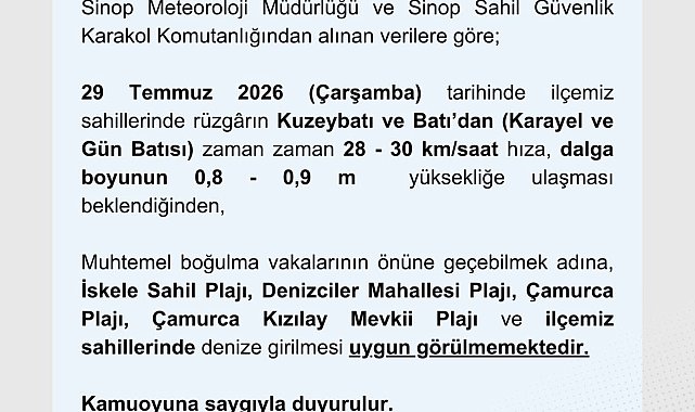 Olumsuz hava şartları nedeniyle denize girmek yasaklandı