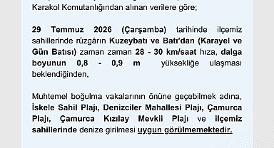 Olumsuz hava şartları nedeniyle denize girmek yasaklandı