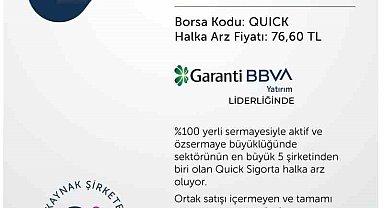 Quick Sigorta'nın halka arzında talep toplama başladı