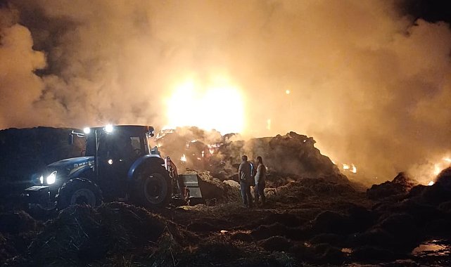 Saman balyaları alev topuna döndü
