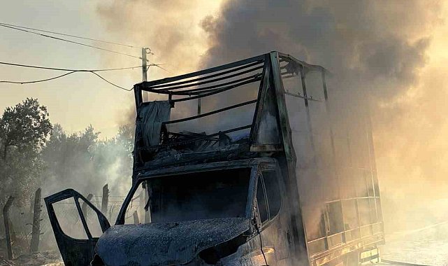 Seyir halindeki kamyonet alevlere teslim oldu