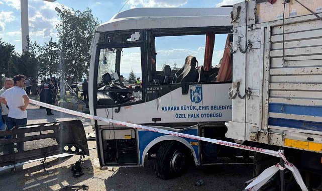Ankara'da midibüs ile kamyon çarpıştı: 1 ölü, 16 yaralı