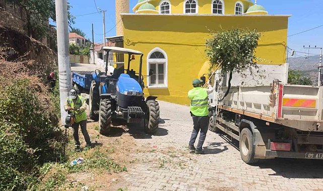Aydın Büyükşehir'den Karpuzlu'daki yeşil alanlarda bakım ve düzenleme çalışması