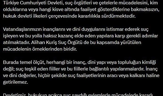 Bakan Gürlek: "İnanç ve dini değerler, hiçbir şekilde suç faaliyetlerinin aracı veya kalkanı haline getirilemez"