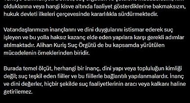 Bakan Gürlek: "İnanç ve dini değerler, hiçbir şekilde suç faaliyetlerinin aracı veya kalkanı haline getirilemez"