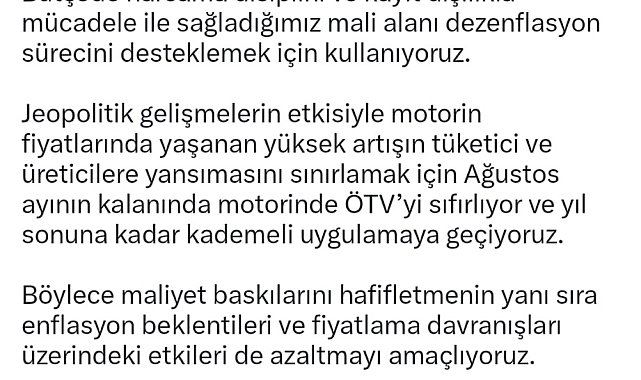 Bakan Şimşek: "Dezenflasyon sürecini destekliyoruz"