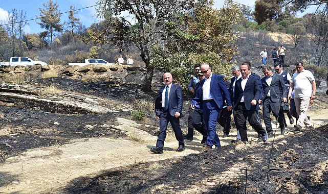 Bakan Yardımcısı Bulut ve Vali Varol yangın bölgesinde incelemelerde bulundu