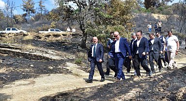 Bakan Yardımcısı Bulut ve Vali Varol yangın bölgesinde incelemelerde bulundu