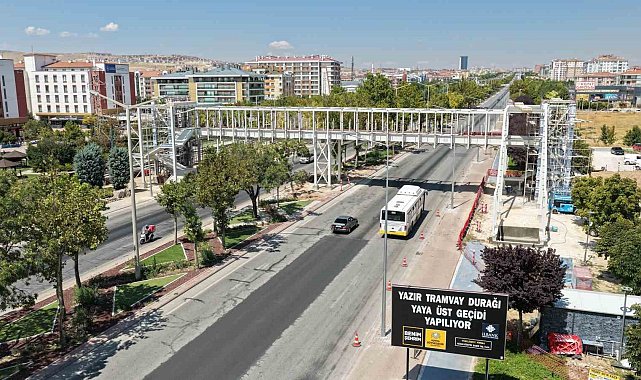 Başkan Altay yapımı son aşamaya gelen Yazır yaya üst geçidi inşaatını inceledi