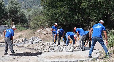Bozdoğan Belediyesi Eymir Mahallesi'nde parke taşı döşeme çalışması tamamlandı