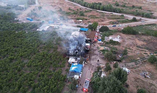 Bursa'da çiftlik alev alev yandı: Olay yeri dron ile görüntülendi