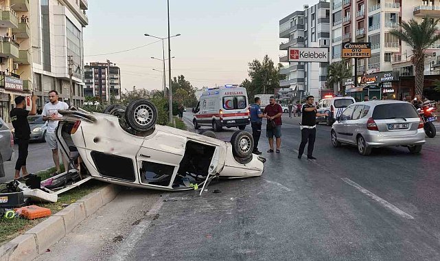 Çekicinin çarptığı otomobil ters döndü: Anne ve kızı yaralandı