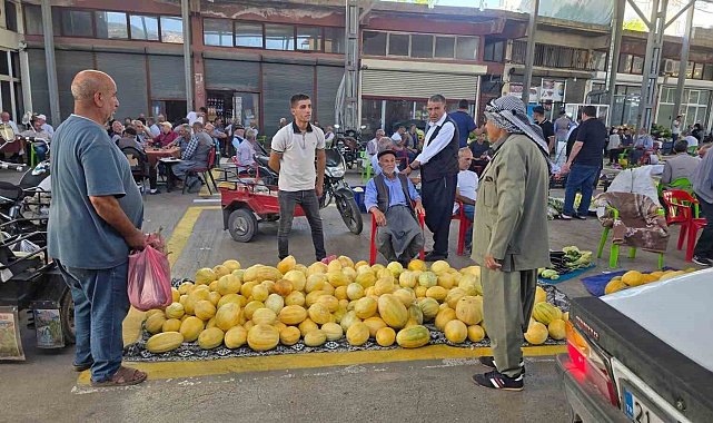 Çermik kavunu pazarda tezgahta yerini aldı