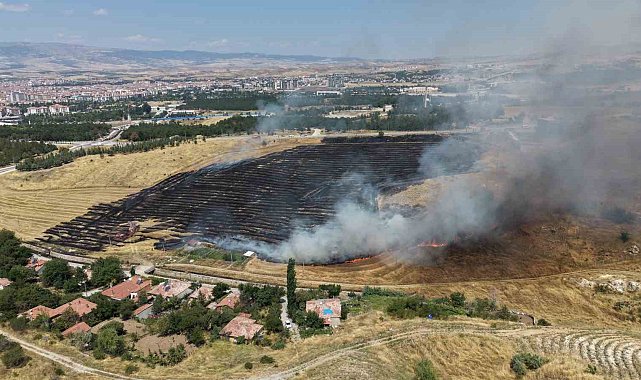 Çorum'da korkutan örtü yangını: 40 dönüm alan zarar gördü