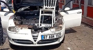 Devrek'te yanan araca itfaiye yetişti